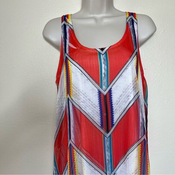 Andree Racer Back Chevron Chiffon Maxi Dress Sleeveless Women Small Geometric - Picture 3 of 12